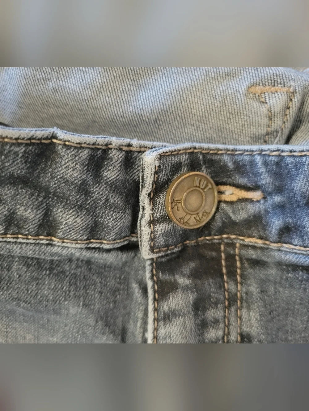 Kut From The Kloth Distressed Straight Leg Boyfriend Jeans, Size 16, Inseam 32" - Picture 9 of 13